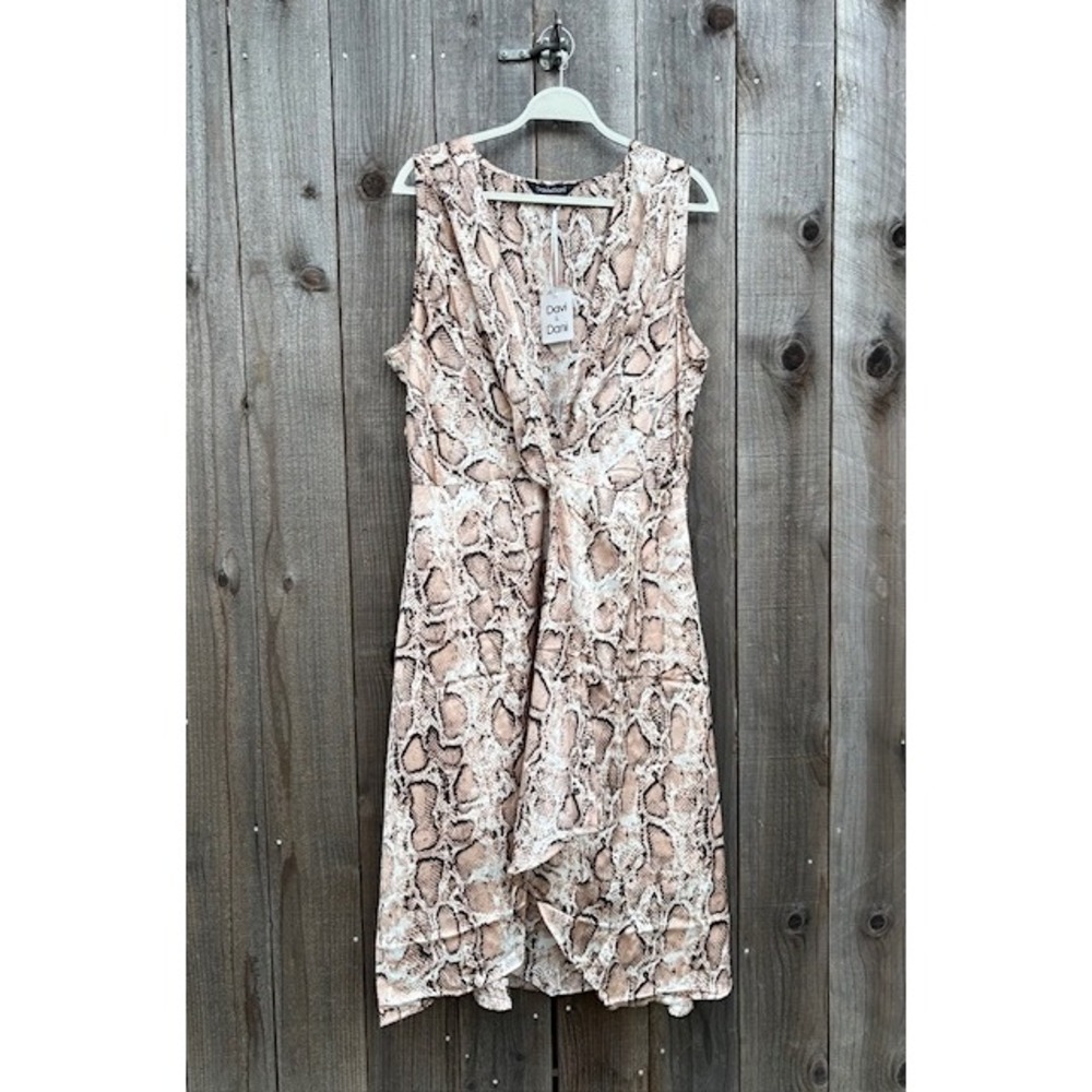 Davis‎ & Dani Snake Print Twist Front Sleeveless Midi Dress 2XL
